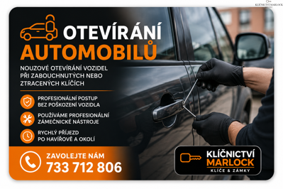 Otevírání automobilů - Klíčnictví Marlock