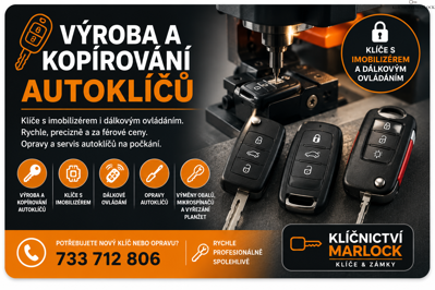 Výroba autoklíčů - Klíčnictví Marlock