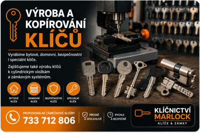 Výroba a kopírování klíčů - Klíčnictví Marlock