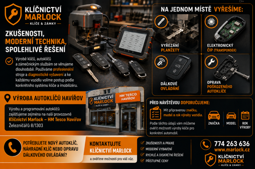 Proč si nechat vyrobit autoklíč u Klíčnictví Marlock?